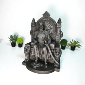 Chhatrapati Shivaji Maharaj Seated On Throne in Resin ''Silver'' Size 9